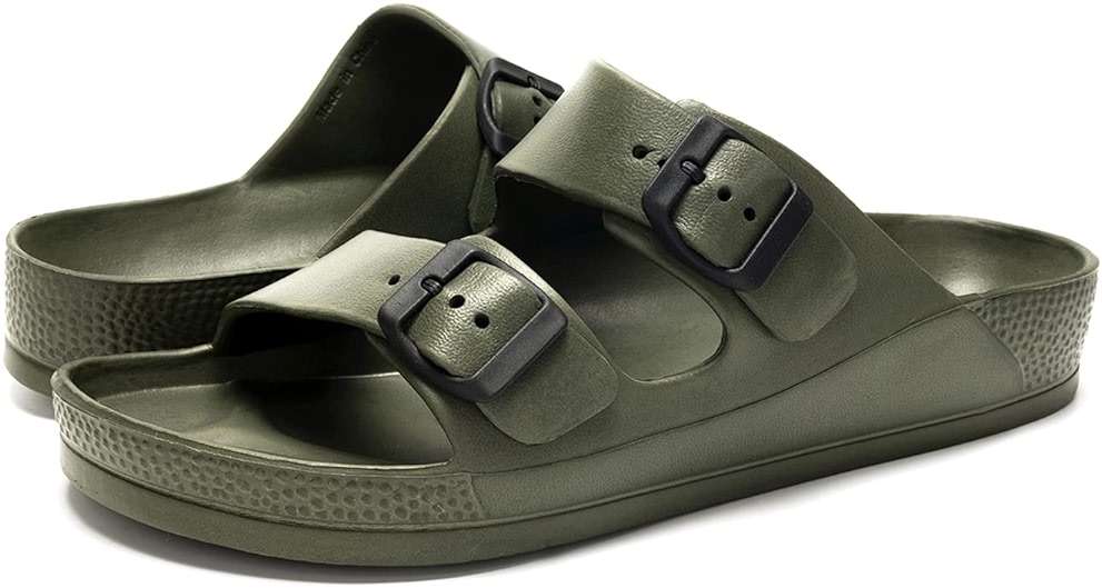 FUNKYMONKEY Men's Comfort Slides Double Buckle Adjustable EVA Flat Sandals - Image 5