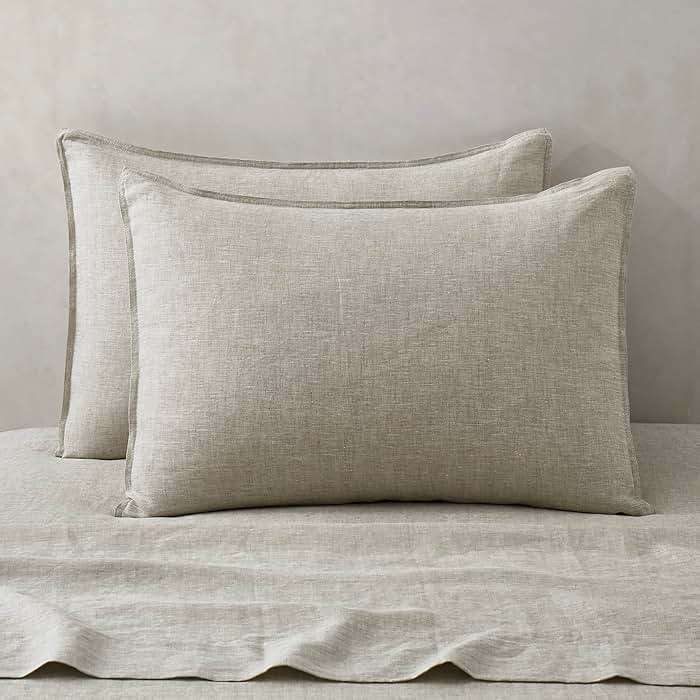 ATLINIA 100% Linen Pillowcases Set of 2, Standard Size 20" x 26" Pillow Case, Linen Pillow Sham - Image 1