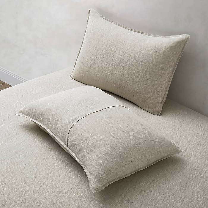 ATLINIA 100% Linen Pillowcases Set of 2, Standard Size 20" x 26" Pillow Case, Linen Pillow Sham - Image 3