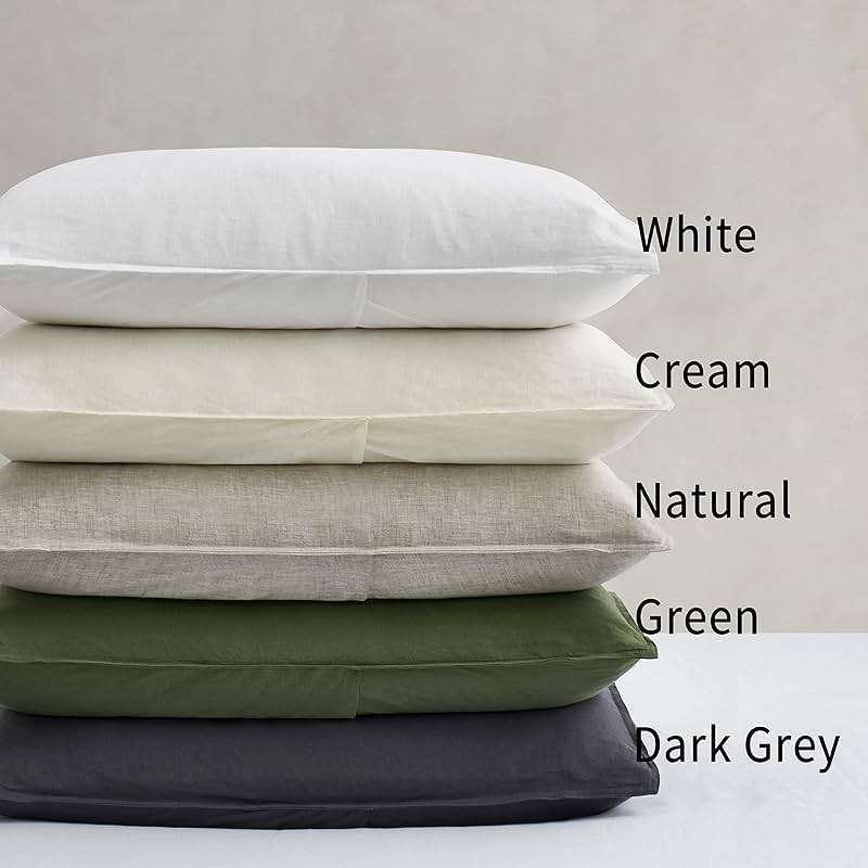 ATLINIA 100% Linen Pillowcases Set of 2, Standard Size 20" x 26" Pillow Case, Linen Pillow Sham - Image 6