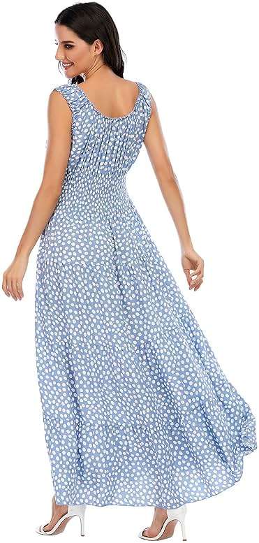 OSTOO Women's 2026 Summer Boho Floral Print Tiered Casual Flowy Long Maxi Dress - Image 3