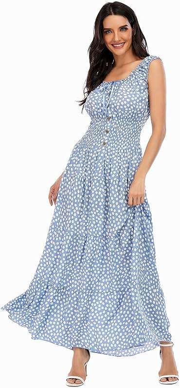 OSTOO Women's 2026 Summer Boho Floral Print Tiered Casual Flowy Long Maxi Dress - Image 4