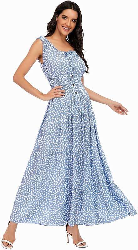 OSTOO Women's 2026 Summer Boho Floral Print Tiered Casual Flowy Long Maxi Dress - Image 6
