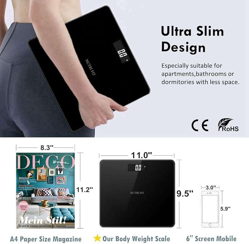 NUTRI FIT Digital Bathroom Scale for Body Weight, Bath Scale for Accurate Weight Watching with Large LCD Display, Most Accurate for The Elderly Safe Home Use, 330 lbs - Image 2
