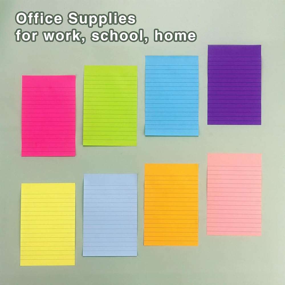 Eastern Wolf 8 Pads Lined Sticky Notes 4x6 in, Sticky Notes with Lines, Self-Stick Note Pads 8 Bright Multi Colors, 35 Sheet/Pad - Image 8