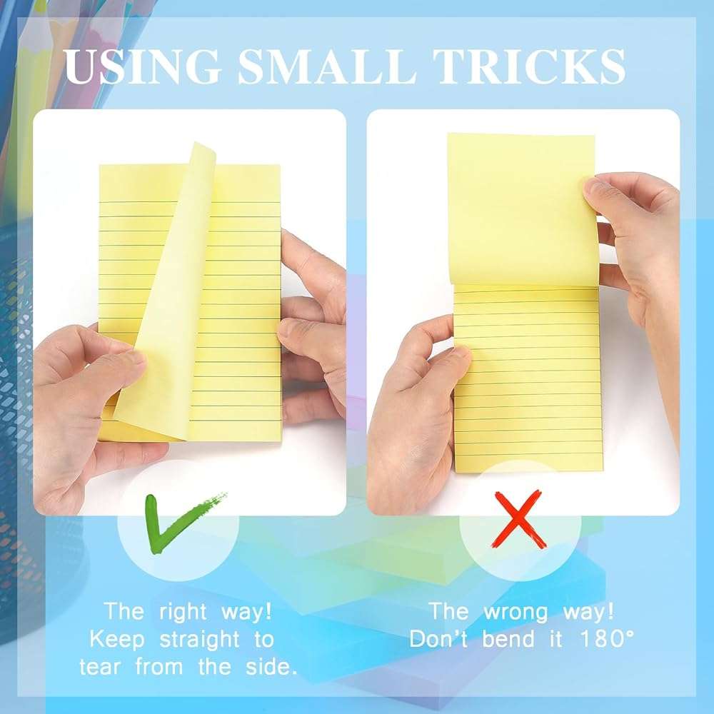 Early Buy 6 Pads Lined Sticky Notes with Lines 4x6 Self-Stick Notes Bright Color Sticky Notes, 45 Sheets/Pad (Yellow) - Image 5