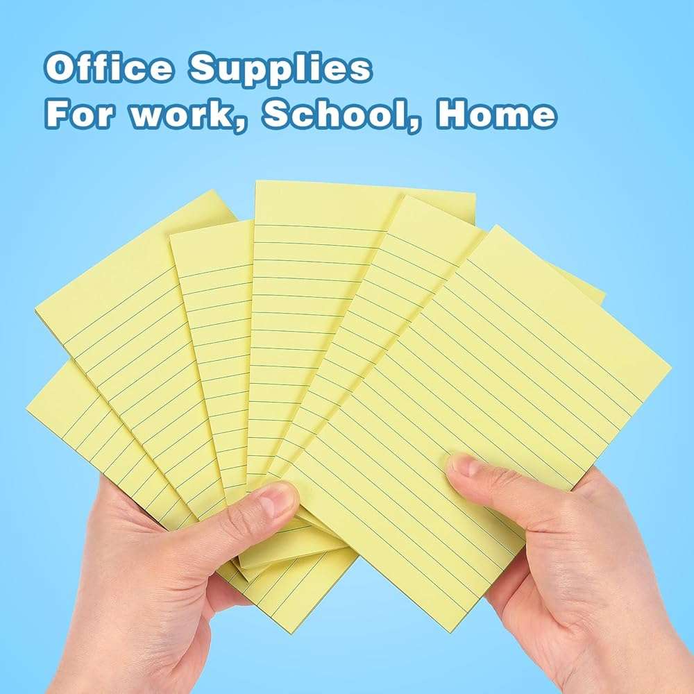 Early Buy 6 Pads Lined Sticky Notes with Lines 4x6 Self-Stick Notes Bright Color Sticky Notes, 45 Sheets/Pad (Yellow) - Image 6