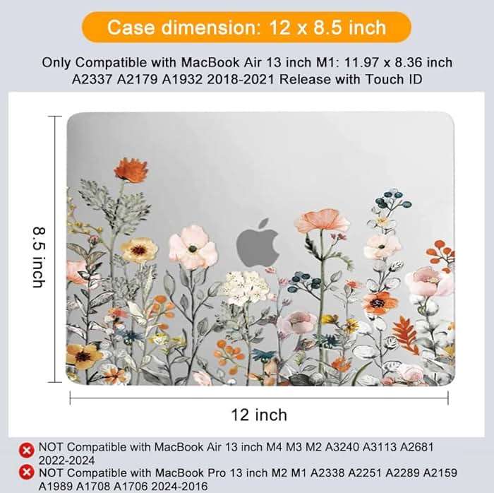 MOSISO Compatible with MacBook Air 13 inch Case 2022 2021 2020 2019 2018 Release A2337 M1 A2179 A1932 Retina Display, Plastic Garden Flowers Hard Shell&Keyboard Cover&Screen Protector, Transparent - Image 7
