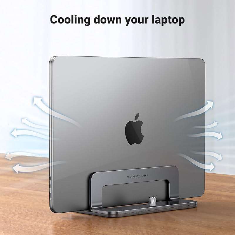 UGREEN Vertical Laptop Stand Holder for Desk Compatible with MacBook Pro, MacBook Air Stand Vertical Aluminum Adjustable for Up to 17.3 Inch Gaming Laptop, Gray - Image 6