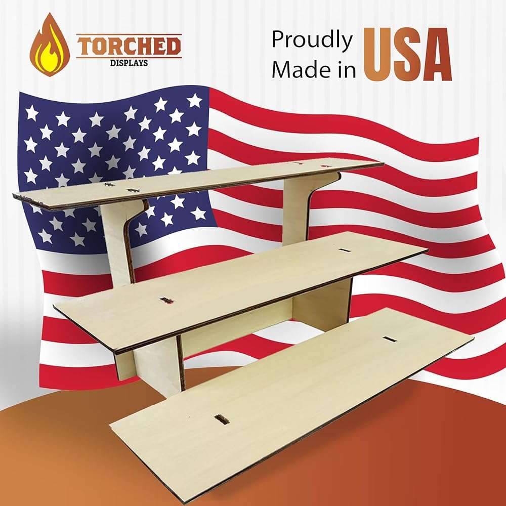 3-Tier Straight Wooden Retail Table Display Stand with Shelves for Products - Portable | 3 Step Straight Display Rack for Retail Table Top, Counter Top, Craft Shows, Farmers Market, Tradeshows 9.5" L - Image 3