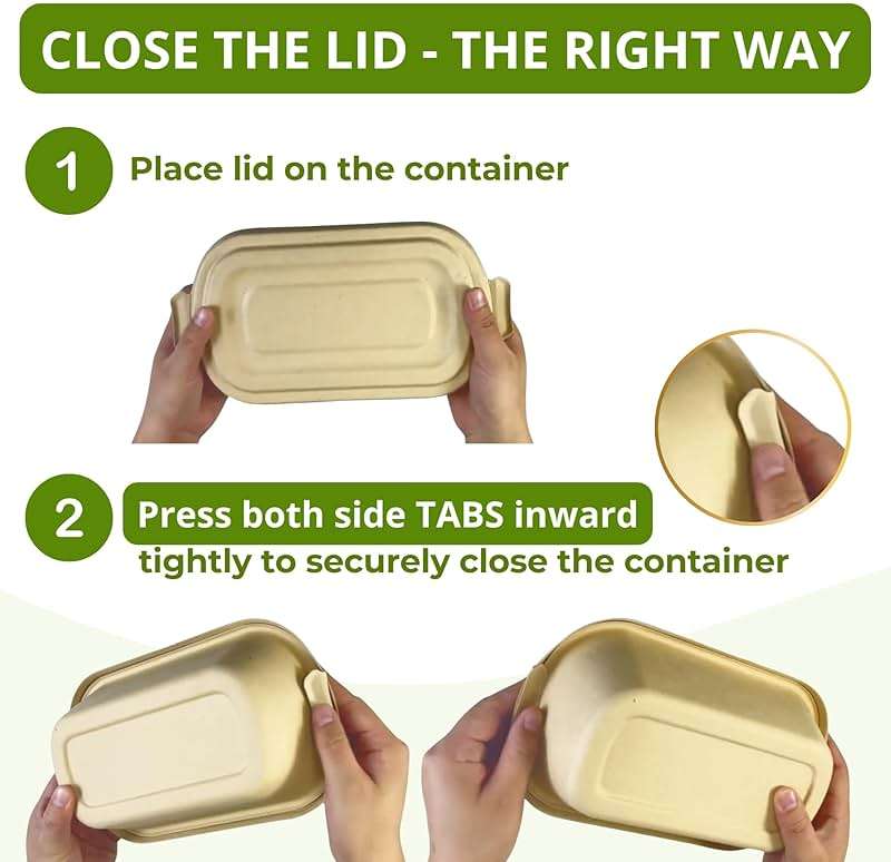 37 Oz Bamboo Disposable Food Containers, 50 Pack - Heavy Duty, Microwavable, Oven Safe - Perfect For Meal Prep, Salads, Lunch, To Go Food - Biodegradable (Brown) - Image 4
