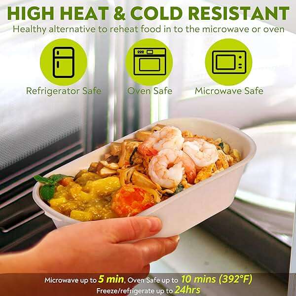 37 Oz Bamboo Disposable Food Containers, 50 Pack - Heavy Duty, Microwavable, Oven Safe - Perfect For Meal Prep, Salads, Lunch, To Go Food - Biodegradable (Brown) - Image 5
