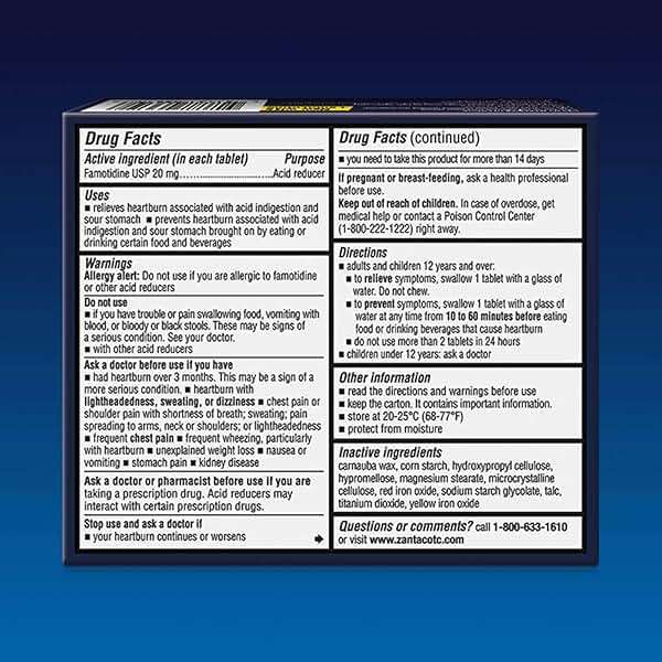 Zantac 360 Maximum Strength Tablets, 50 Count, Heartburn Prevention and Relief, 20 mg Tablets - Image 2