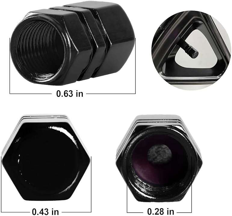 JUSTTOP Car Tire Valve Stem Caps, 12pcs Air Caps Cover, Universal for Cars, SUVs, Bike, Trucks and Motorcycles-Black - Image 2