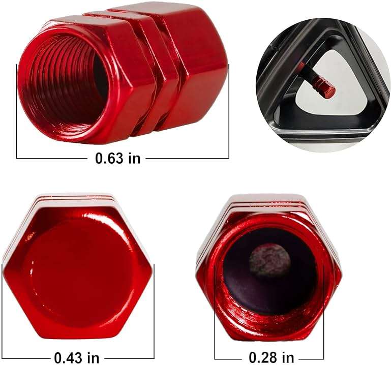 JUSTTOP Car Tire Valve Stem Caps, 12pcs Air Caps Cover, Universal for Cars, SUVs, Bike, Trucks and Motorcycles-Red - Image 2