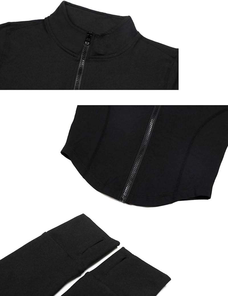 Lviefent Womens Lightweight Full Zip Running Track Jacket Workout Slim Fit Yoga Sportwear with Thumb Holes - Image 5