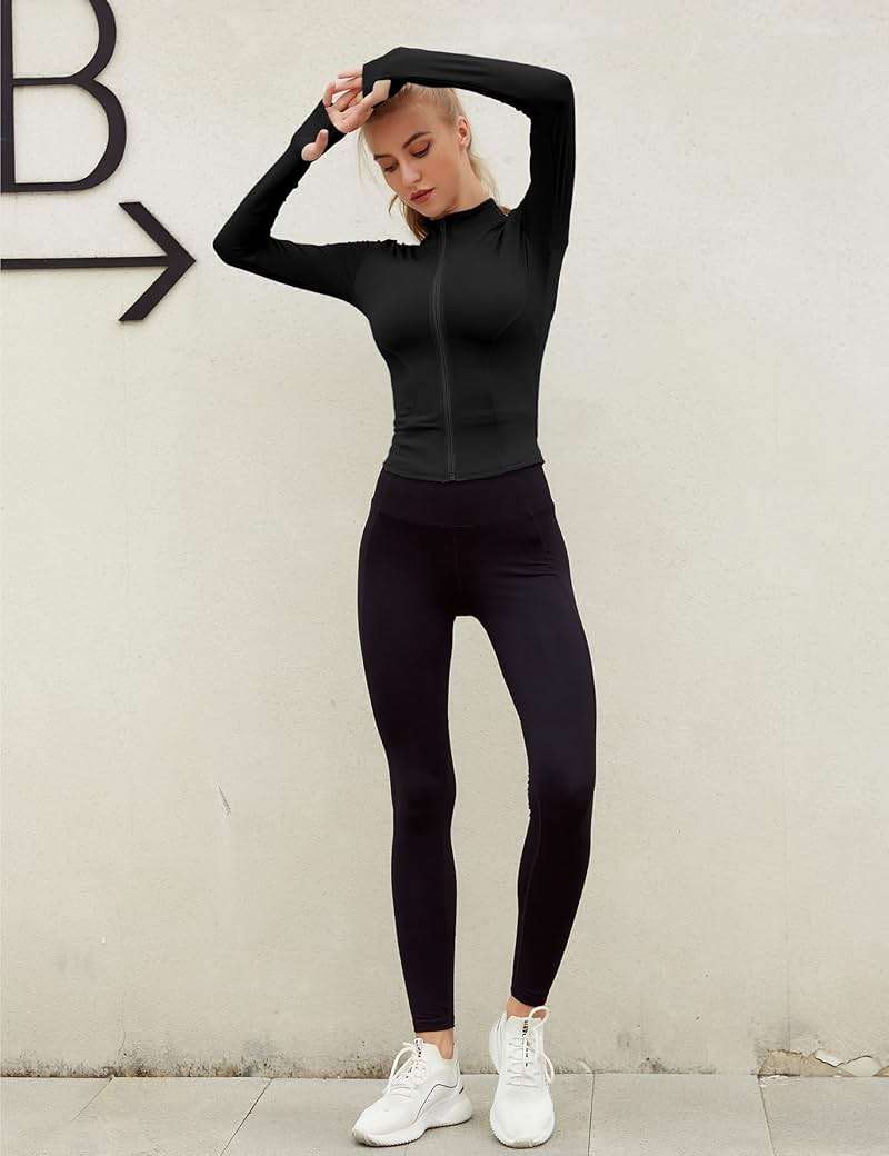 Lviefent Womens Lightweight Full Zip Running Track Jacket Workout Slim Fit Yoga Sportwear with Thumb Holes - Image 8