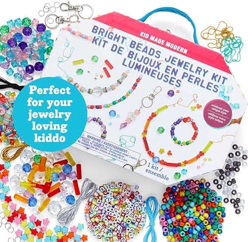 Kid Made Modern - Bright Beads Jewelry Kit - Bead Bracelet Kit - 865+ Piece Set - DIY Kids Crafts - Bulk Craft Set - Create Your Own Art - Includes Art & Jewelry Supplies - Ages 6+ - Image 5