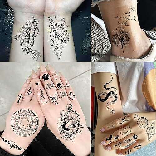COKTAK 68 Sheets Large Half Arm Sleeve Temporary Tattoos For Men Women Forearm, Tribal Wolf Tiger Lion Owl Skull Temp Halloween Fake Tattoo Stickers Adults, Black Realistic Tattoo Flower Rose Animals - Image 7