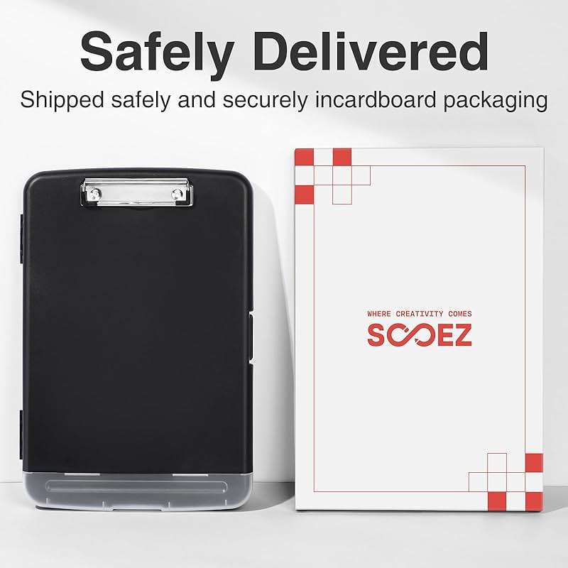 Sooez Clipboard with Storage, Clip Board 8.5 x 11 with Pen Holder, Plastic Organization Case Box for Letter Legal A4 Size Paper, Low Profile Clip, Nurses Teachers Must Haves, School & Office Supplies - Image 3