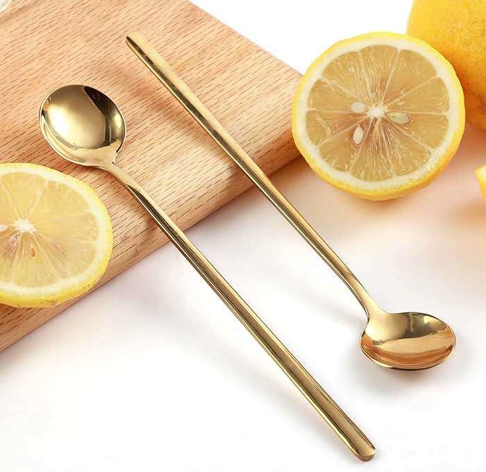 4 PCS 6.7 Inches Coffee Spoons, Stirring Spoons, Tea Spoons Long Handle, Teaspoons, Gold Spoons, Ice Tea Spoons, Long Spoons for Stirring, Espresso Spoons Stainless Steel - Image 2