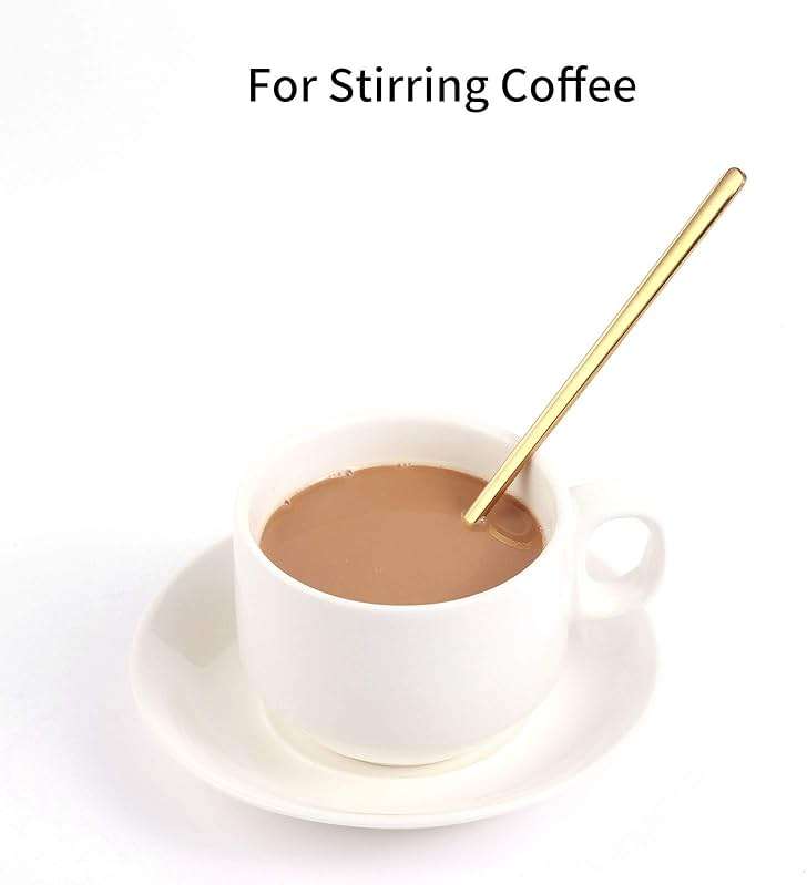 4 PCS 6.7 Inches Coffee Spoons, Stirring Spoons, Tea Spoons Long Handle, Teaspoons, Gold Spoons, Ice Tea Spoons, Long Spoons for Stirring, Espresso Spoons Stainless Steel - Image 4