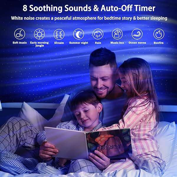 AIRIVO Northern Lights Aurora Projector, Star Projector Music Speaker, White Noise Night Light Galaxy Projector for Kids Adults, for Home Decor Bedroom/Ceiling/Party (Black) - Image 3