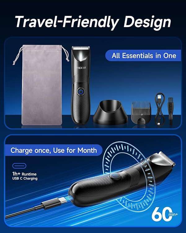 Manscape Trimmer for Men - No Nicks Electric Razor-Shaver for Balls/Pubic/Groin/Legs/Chest Hair Removal w/Light & Ceramic Blade, IPX7 Waterproof Full Body Hair Groomer USB-C Charging, Gifts for Men - Image 6