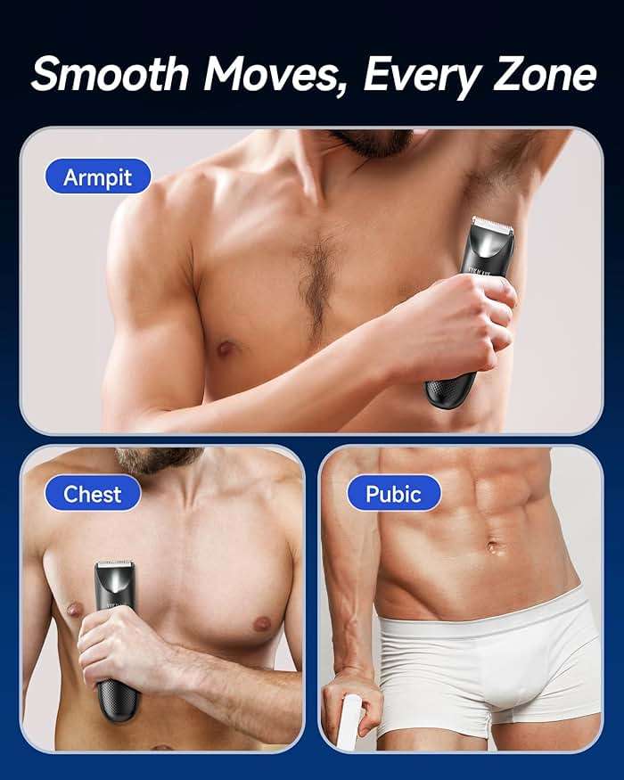Manscape Trimmer for Men - No Nicks Electric Razor-Shaver for Balls/Pubic/Groin/Legs/Chest Hair Removal w/Light & Ceramic Blade, IPX7 Waterproof Full Body Hair Groomer USB-C Charging, Gifts for Men - Image 7