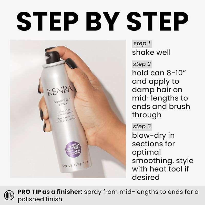 Kenra Professional Smoothing Spray | Ultra-Fine Blowout Spray | Heat Protectant | Provides Instant Smoothing For Fine To Medium Hair | Up to 3 Days of Frizz Control | Humidity Resistance | 4.2 oz. - Image 4