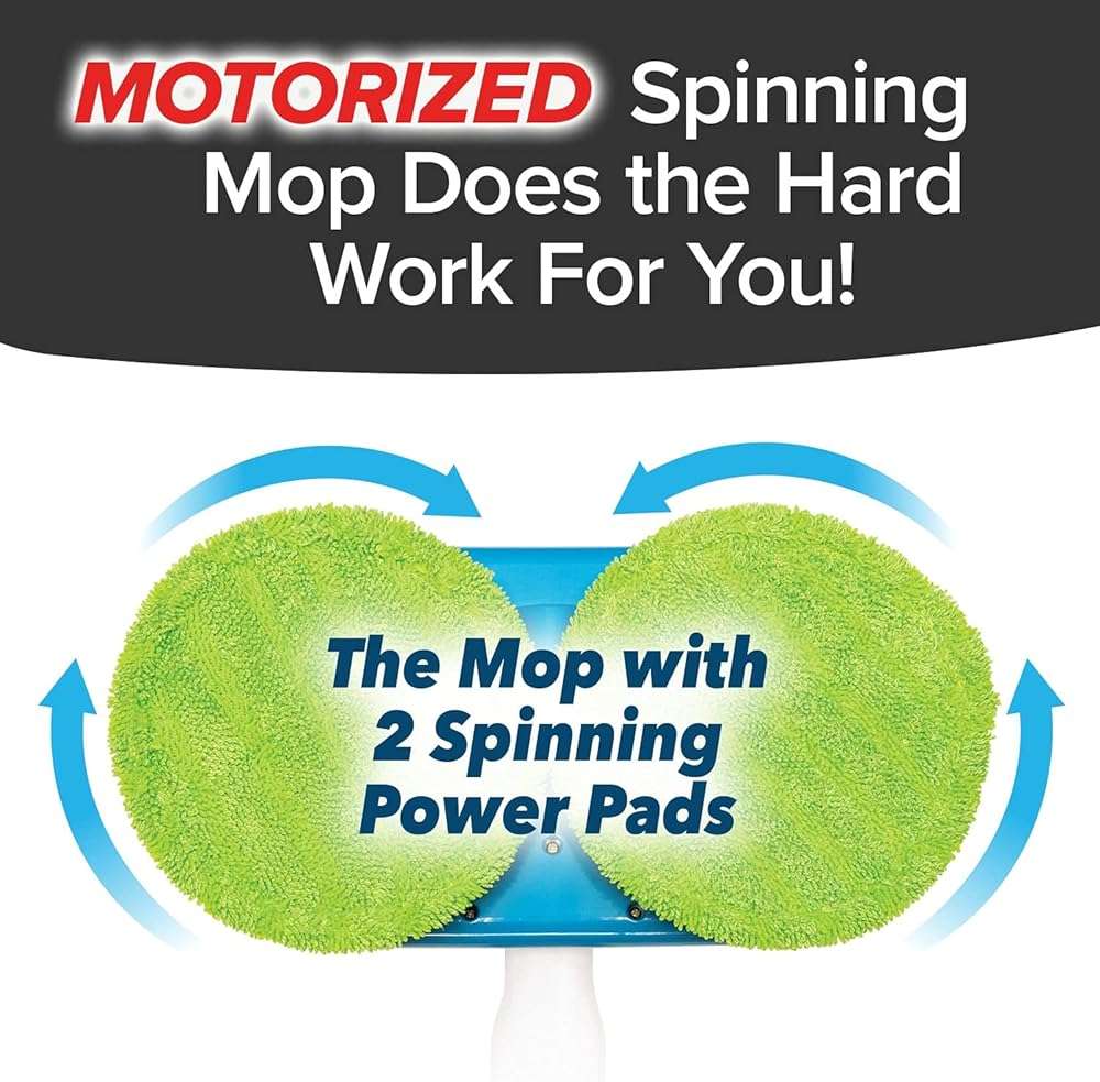 Original As Seen On TV Floor Police Mop with Motorized Dual Spinning Mopheads & 6 Unique Cleaning Pads by BulbHead, Lightweight, Rechargeable & Cordless, Great Hardwood Floor and Tile Cleaner - Image 2