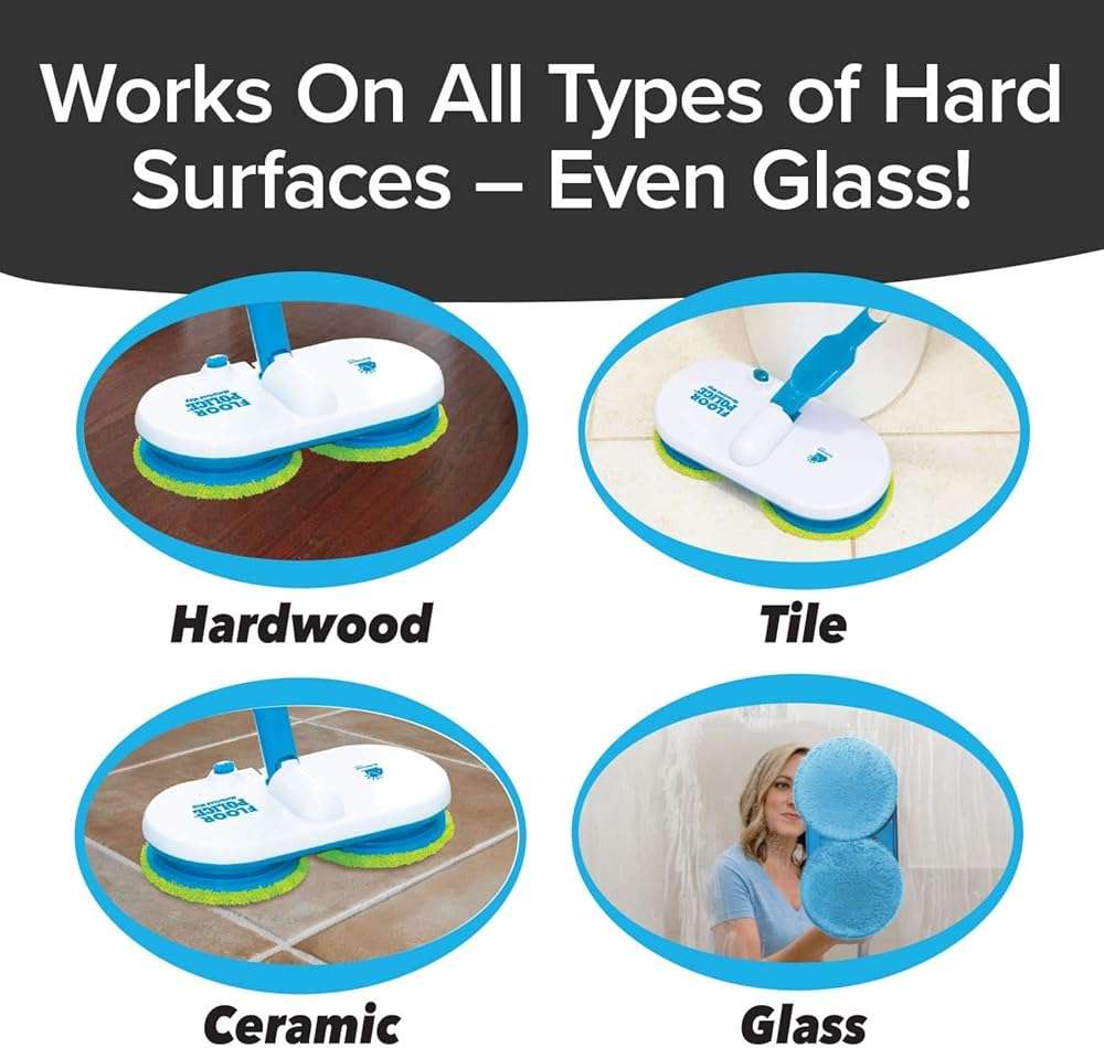 Original As Seen On TV Floor Police Mop with Motorized Dual Spinning Mopheads & 6 Unique Cleaning Pads by BulbHead, Lightweight, Rechargeable & Cordless, Great Hardwood Floor and Tile Cleaner - Image 4