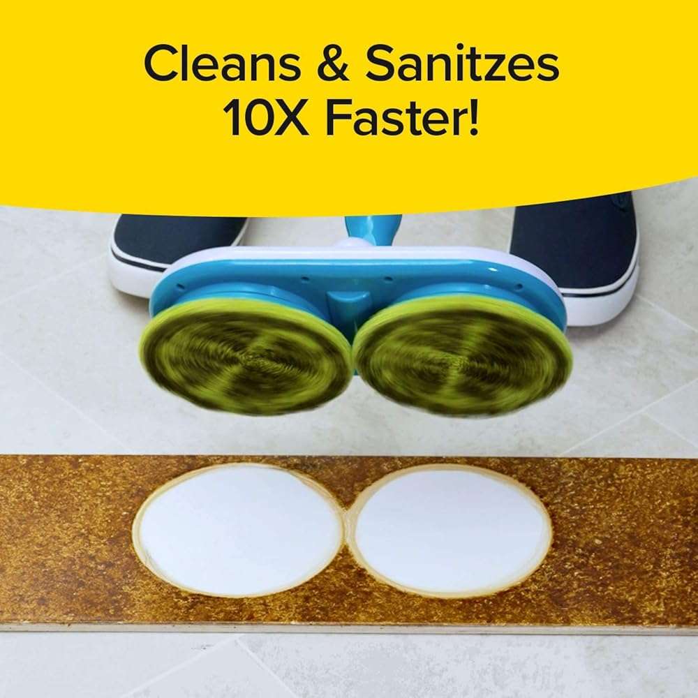 Original As Seen On TV Floor Police Mop with Motorized Dual Spinning Mopheads & 6 Unique Cleaning Pads by BulbHead, Lightweight, Rechargeable & Cordless, Great Hardwood Floor and Tile Cleaner - Image 7