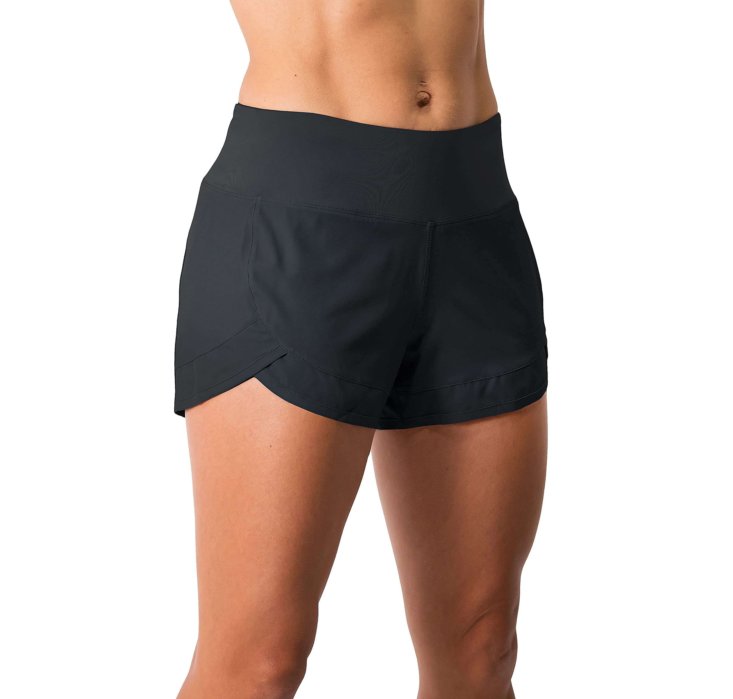 Tough Mode Womens 3" Lightweight Running WOD Volleyball Shorts Workout Mesh Liner Zip Pocket - Image 1