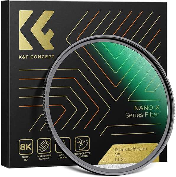 K&F CONCEPT 77mm Black Diffusion 1/8 Filter Mist Cinematic Effect Lens Filter with 28 Multi-Layer Coatings Waterproof/Scratch Resistant for Video/Vlog/Portrait Photography (Nano-X Series) - Image 1