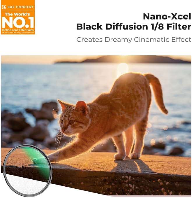 K&F CONCEPT 77mm Black Diffusion 1/8 Filter Mist Cinematic Effect Lens Filter with 28 Multi-Layer Coatings Waterproof/Scratch Resistant for Video/Vlog/Portrait Photography (Nano-X Series) - Image 2