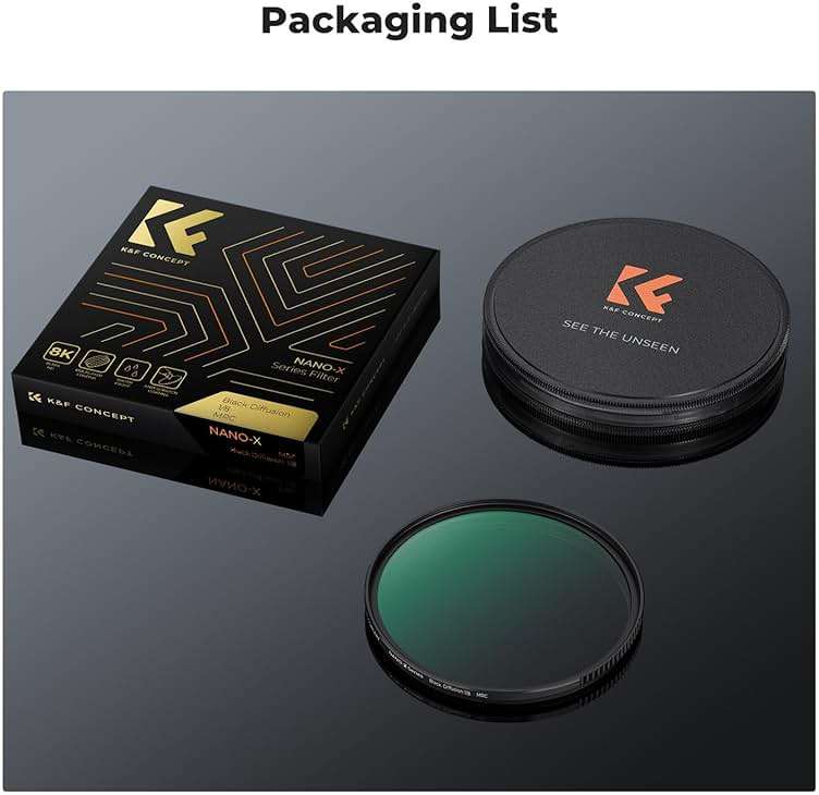 K&F CONCEPT 77mm Black Diffusion 1/8 Filter Mist Cinematic Effect Lens Filter with 28 Multi-Layer Coatings Waterproof/Scratch Resistant for Video/Vlog/Portrait Photography (Nano-X Series) - Image 7
