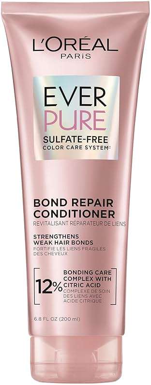 L'Oreal Paris Sulfate Free Bond Repair+ Conditioner, Hair Conditioner with Bond + Amino Acid Complex, Strengthens and Repairs Damaged or Color Treated Hair, EverPure, 6.8 Fl Oz (Packaging May Vary) - Image 1