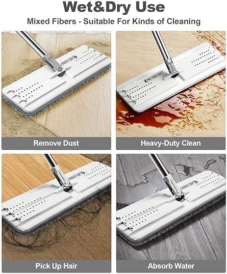 JOYMOOP Mop and Bucket Set, Hands-Free Flat Floor Mop with 3 Washable Microfiber Pads, Wet and Dry Use, Ideal for Home and Commercial Floor Cleaning - Image 7