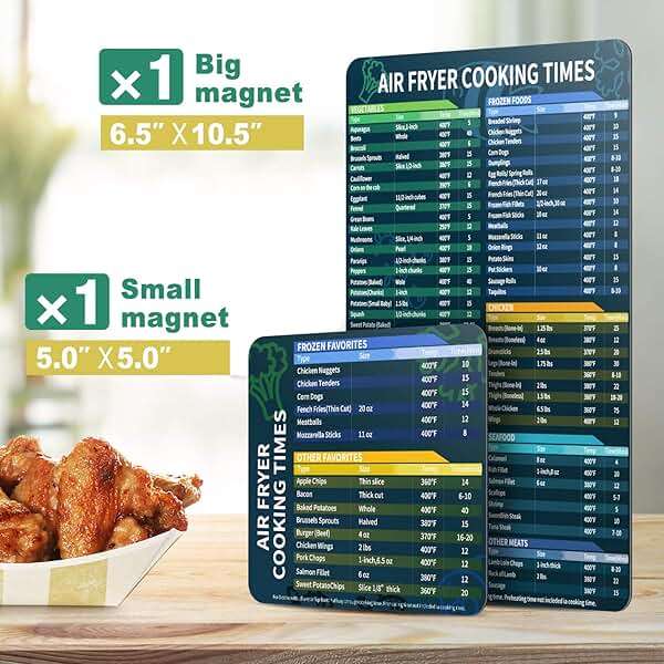 Air Fryer Magnetic Cheat Sheet Set, Cook Times Chart Air Fryer Accessories Magnet Sheet Quick Reference Guide for Cooking and Frying, Easy to Use, Excellent Kitchen Assistant - Image 4