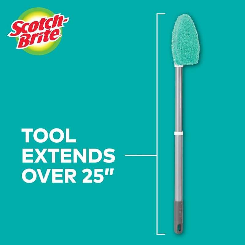 Scotch-Brite Extendable Tub & Tile Scrubber Kit, Includes 1 Handle and 3 Non-Scratch Scrubber Pads - Image 4