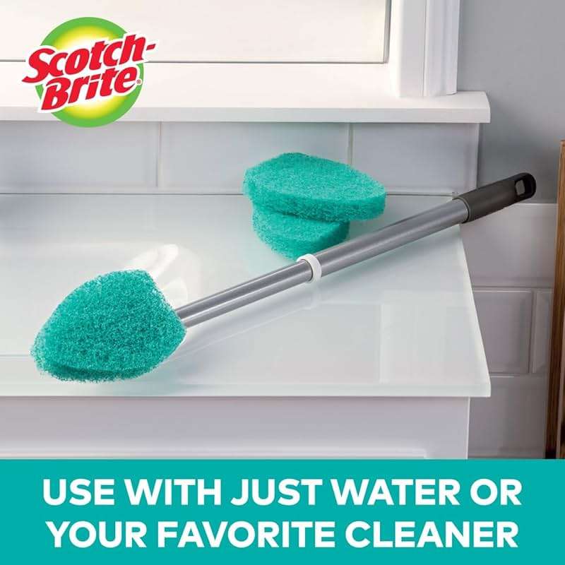 Scotch-Brite Extendable Tub & Tile Scrubber Kit, Includes 1 Handle and 3 Non-Scratch Scrubber Pads - Image 6