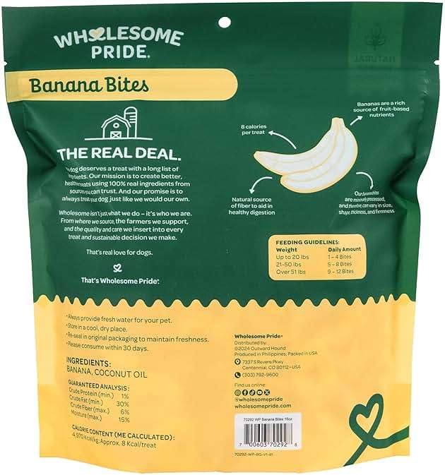 Wholesome Pride Banana Bites Dog Treats – 2-Ingredient Banana Chips for Dogs, Grain-Free, Banana & Coconut Oil, 16 oz - Image 8
