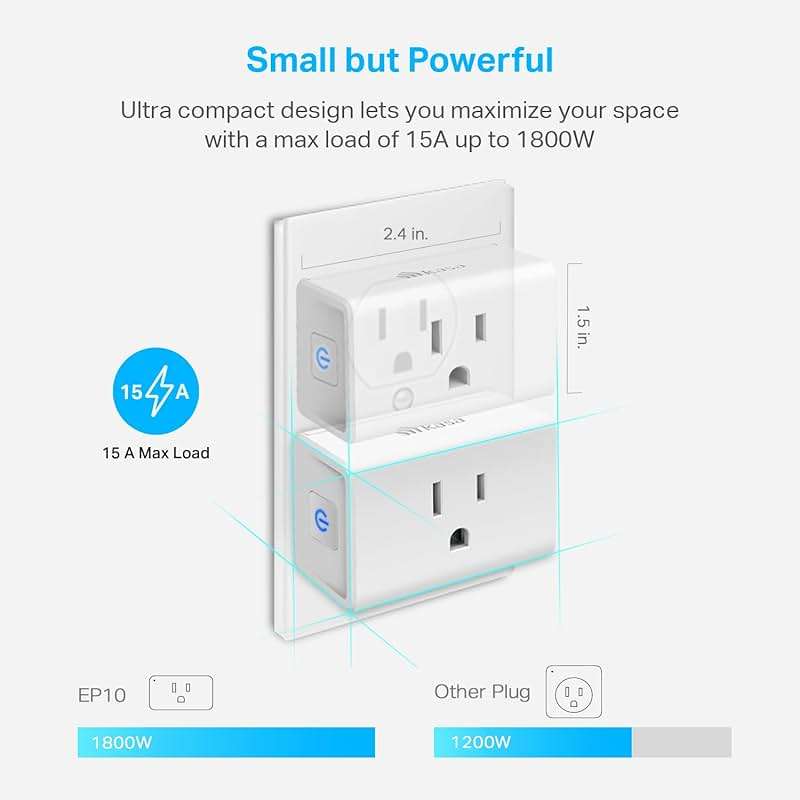 Kasa Smart Plug Ultra Mini 15A, Smart Home Wi-Fi Outlet Works with Alexa, Google Home, No Hub Required, UL Certified, 2.4G WiFi Only, 2 Count (Pack of 1)(EP10P2) , White - Image 5