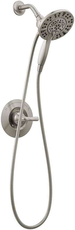 Delta Arvo 14 Series Brushed Nickel Shower Faucet Set with In2ition 2-in-1 Dual Shower Head with HandHeld Spray Combo, Valve Trim Kit, SpotShield Stainless 142840-SP-I (Valve Included) - Image 1