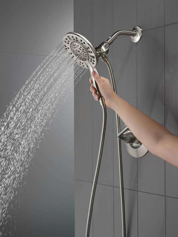 Delta Arvo 14 Series Brushed Nickel Shower Faucet Set with In2ition 2-in-1 Dual Shower Head with HandHeld Spray Combo, Valve Trim Kit, SpotShield Stainless 142840-SP-I (Valve Included) - Image 2