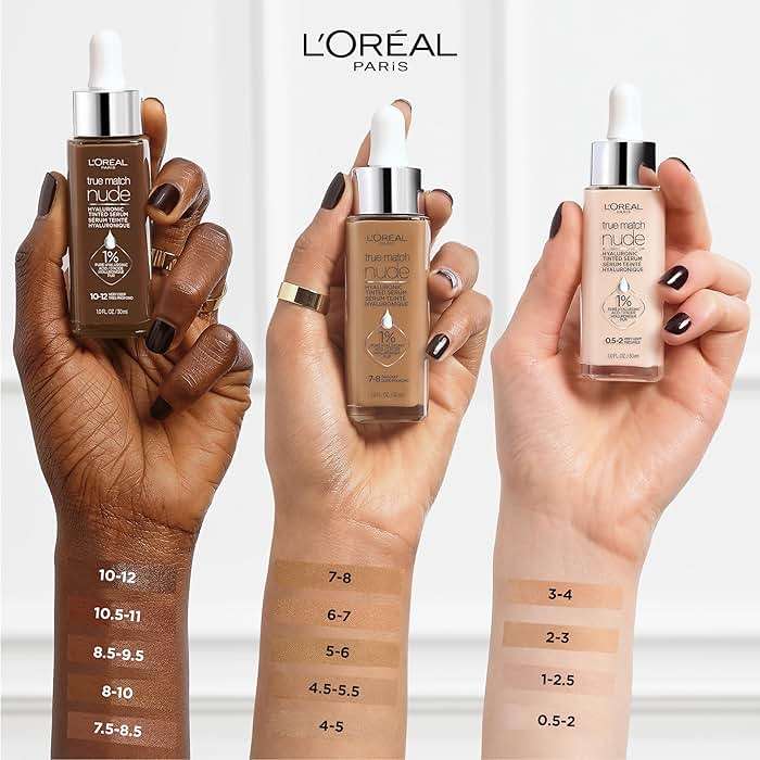L'Oreal Paris True Match Nude Hyaluronic Tinted Serum Foundation with 1% Hyaluronic acid, Very Light 0.5-2, 1 fl. oz. - Image 4