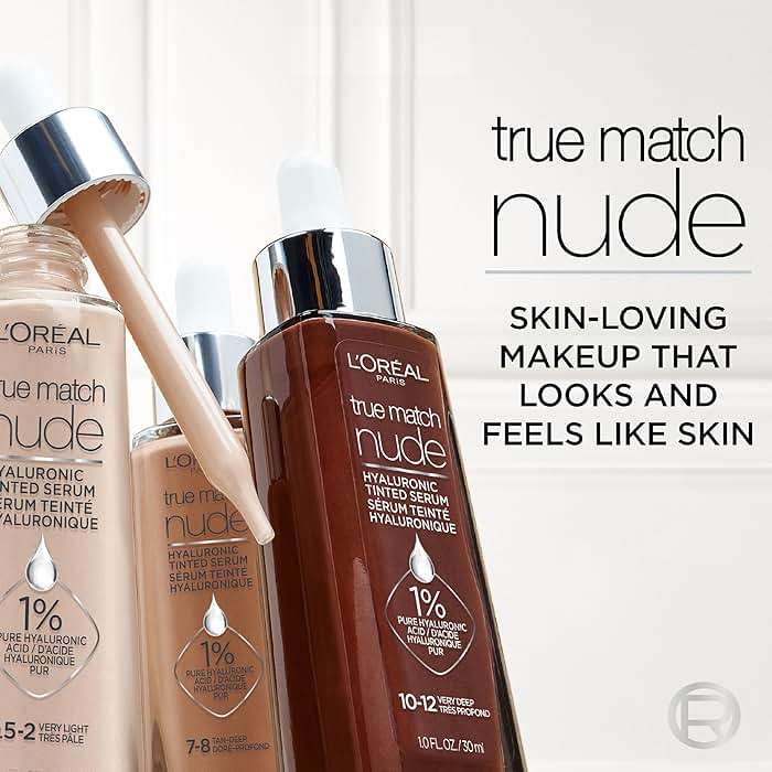 L'Oreal Paris True Match Nude Hyaluronic Tinted Serum Foundation with 1% Hyaluronic acid, Very Light 0.5-2, 1 fl. oz. - Image 8