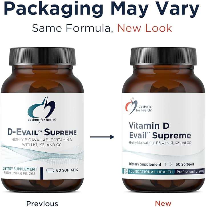Designs for Health D-Evail Supreme - 5,000 IU Vitamin D3 Supplement with VIT K (K1, K2 as MK-4) + GG - Bone, Cardiovascular + Immune Support - Improved Bioavailability (60 Softgels) - Image 6