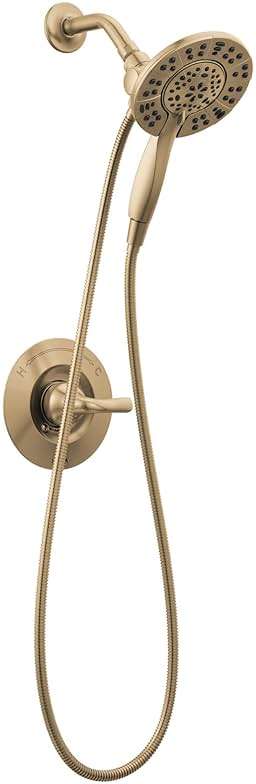 Delta Arvo 14 Series Brushed Gold Shower Faucet Set with In2ition 2-in-1 Dual Shower Head with HandHeld Spray Combo, Valve Trim Kit, Champagne Bronze 142840-CZ-I (Valve Included) - Image 2